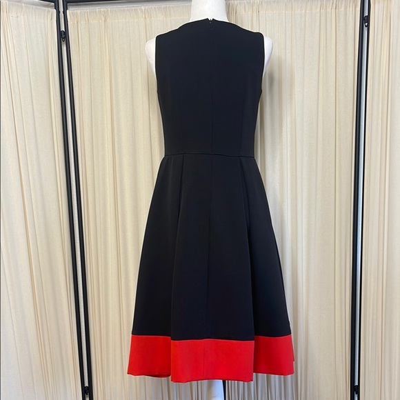 SIMPLE RETRO PINUP Black A-Line Dress with Red Hem SIZE MEDIUM - Picture 2 of 10